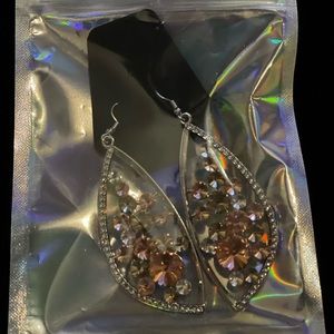 Sliver jeweled earrings